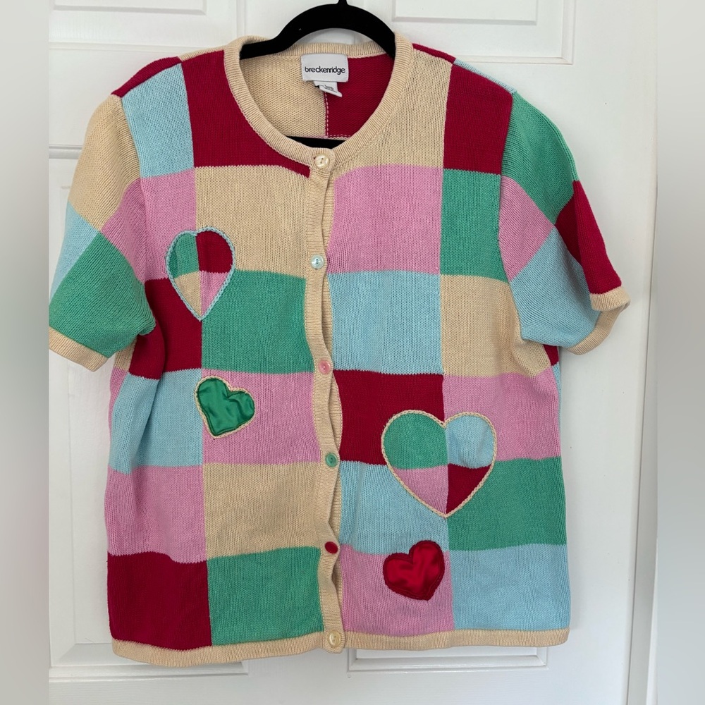 Breckenridge Colorful Patchwork Short Sleeve Cardigan